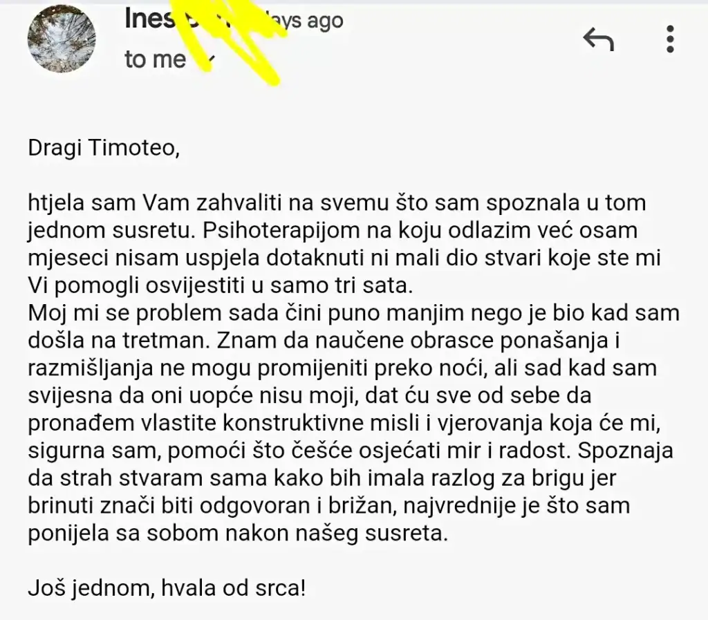 Timoteo Cnrković performing a mental reset session for stress relief.